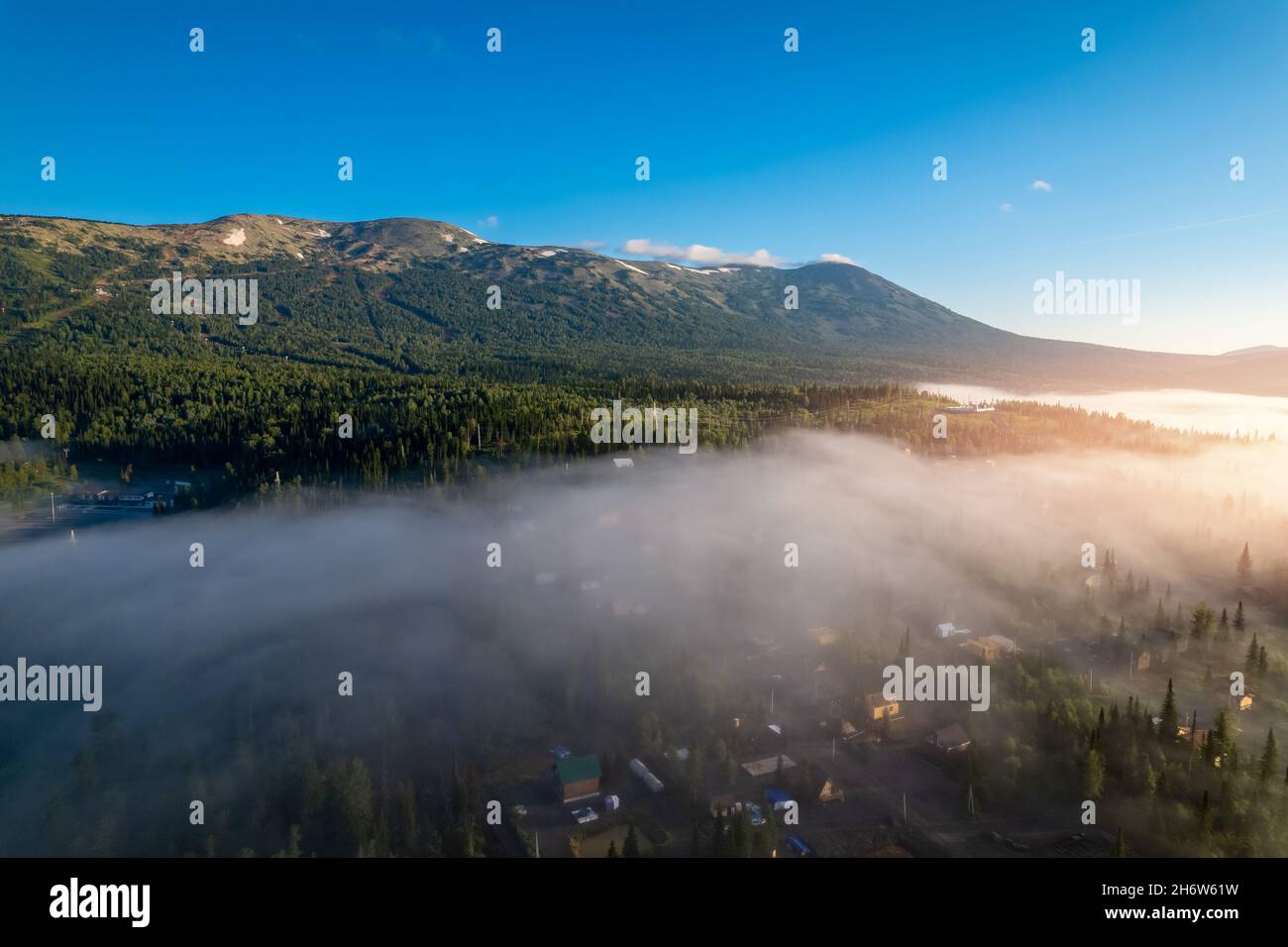 Mysterious misty forest aerial view hi-res stock photography and images ...