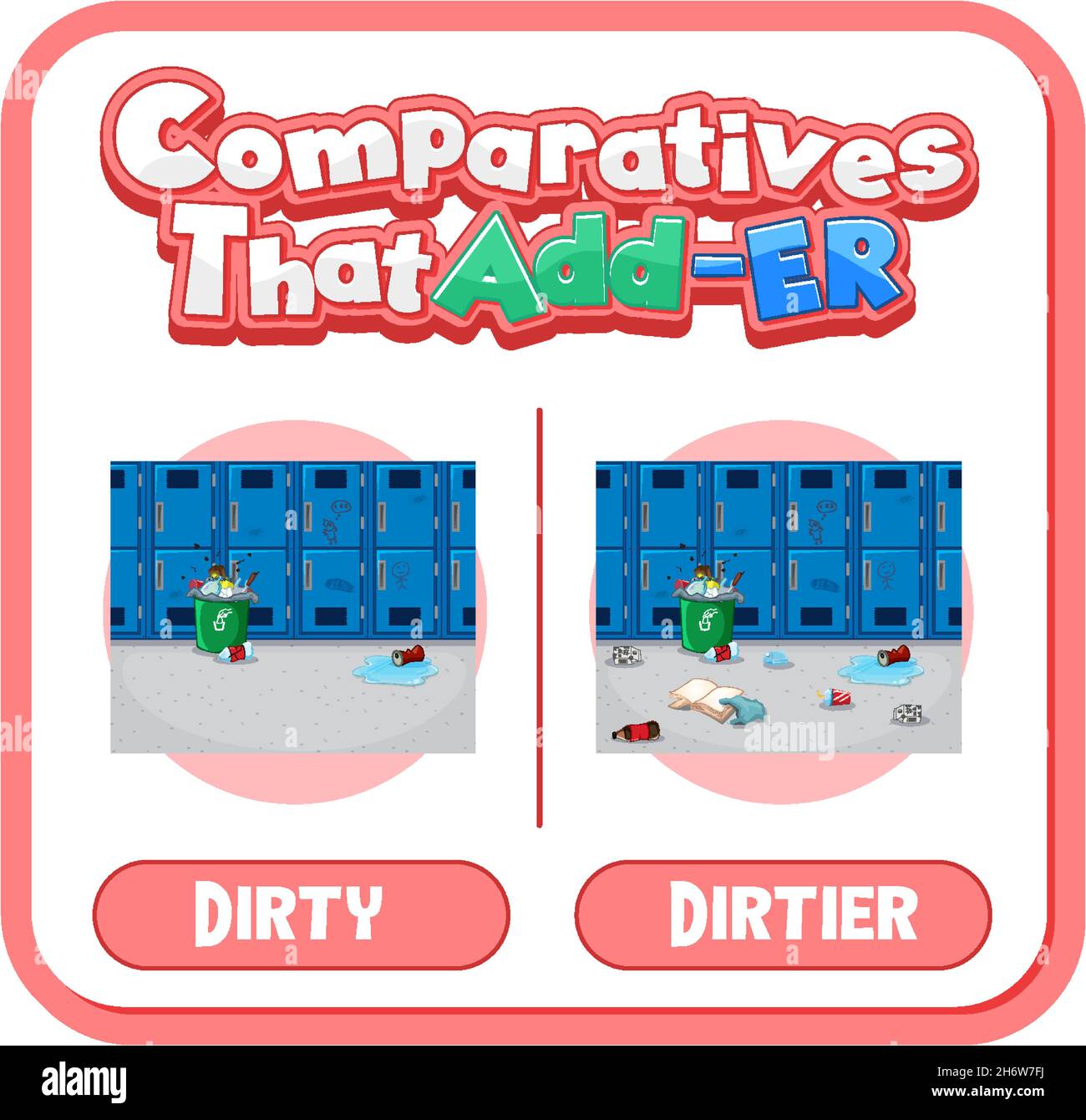 Comparative adjectives for word dirty illustration Stock Vector Image