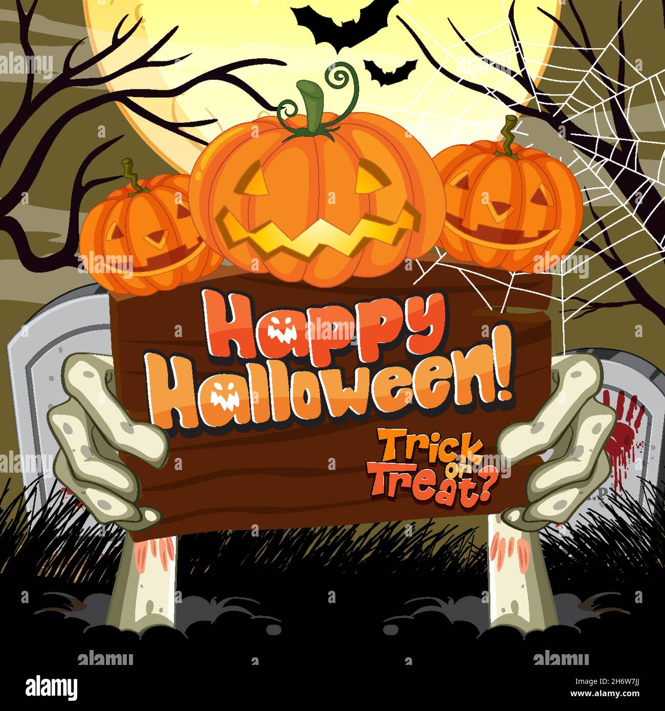 Happy Halloween banner with Jack o lantern illustration Stock Vector ...
