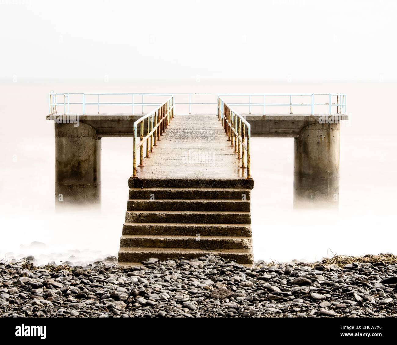 Steps and pier into sea, Madeira, Portugal Stock Photo - Alamy