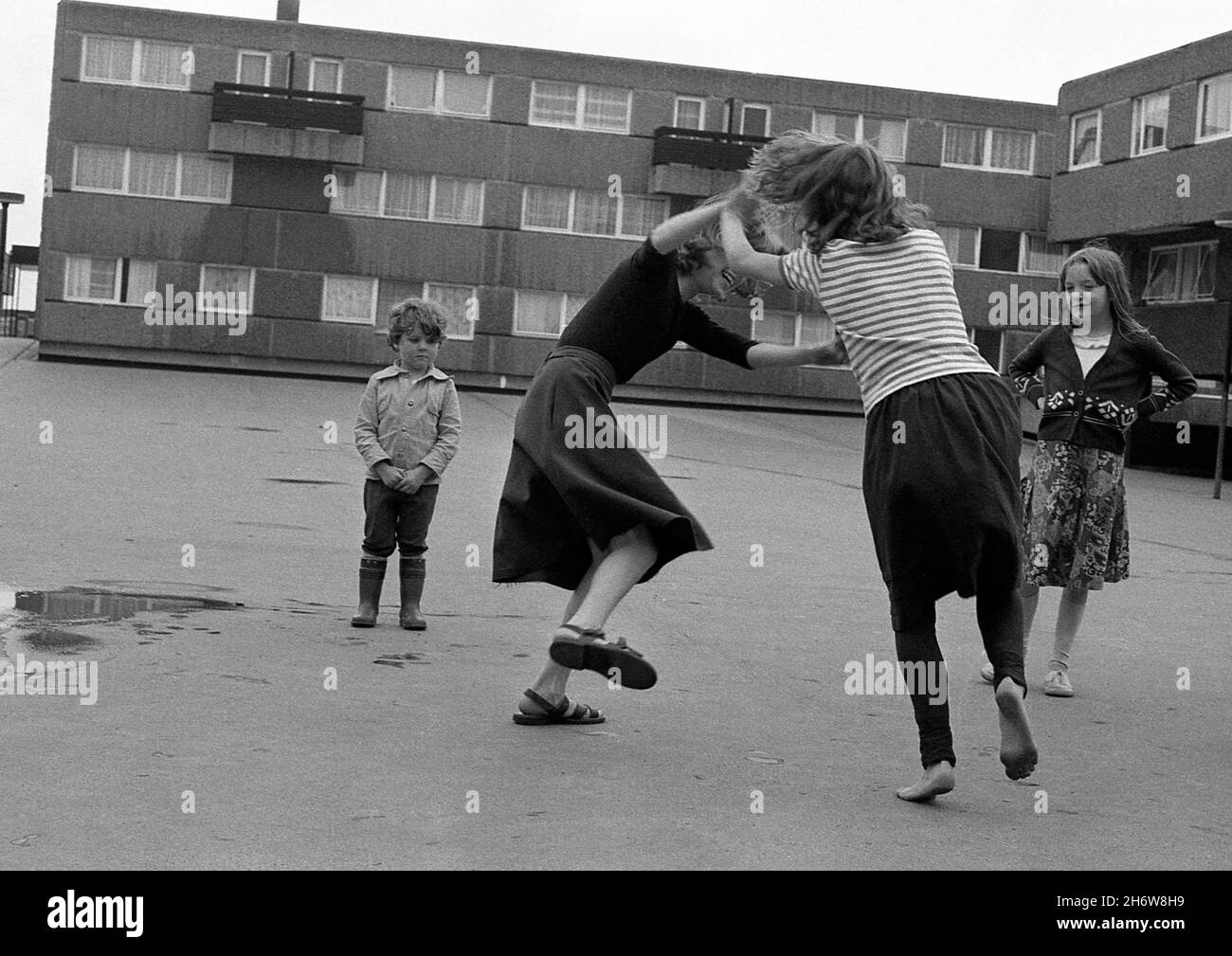 Children playing on Hyson Green estate, Nottingham UK 1980. The estate ...