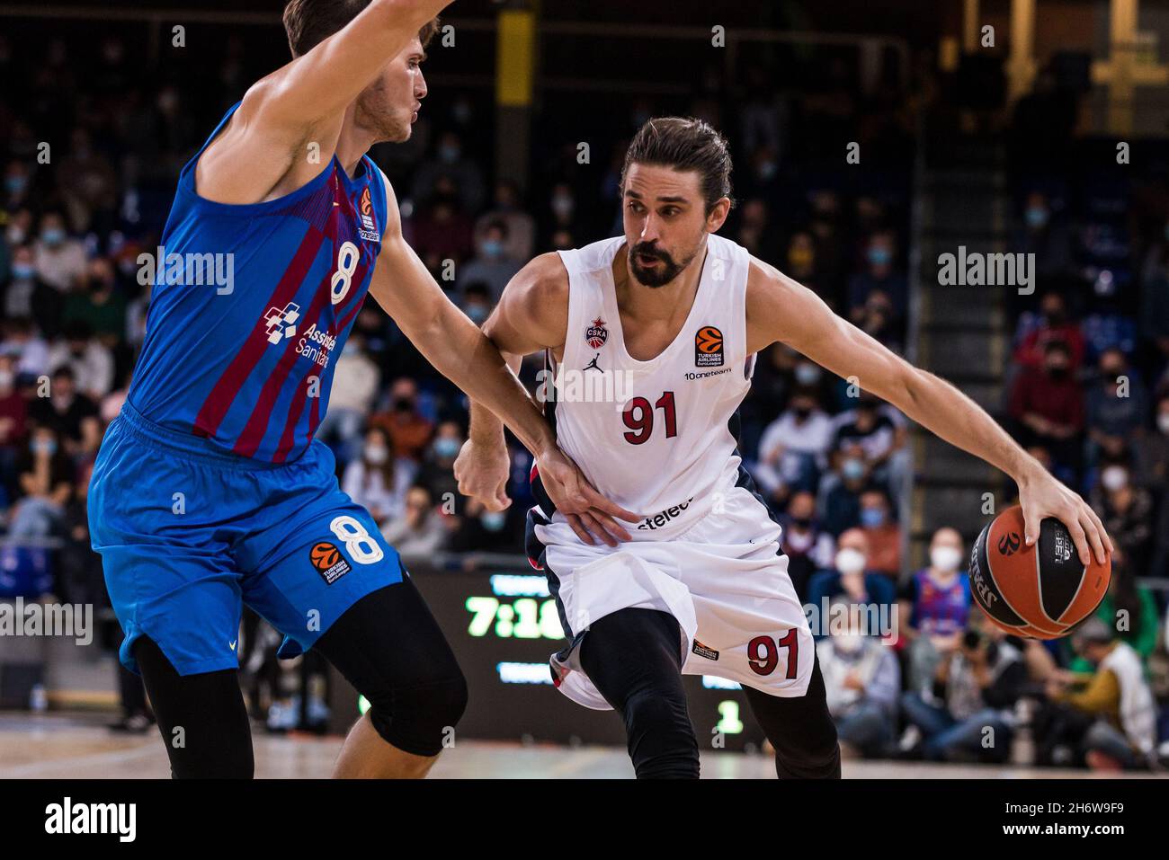 Alexey Shved of CSKA Moscow during the Turkish Airlines EuroLeague Basketball match between FC Barcelona and CSKA Moscow on November 17, 2021 at Palau Blaugrana in Barcelona, Spain - Photo: Javier Borrego/DPPI/LiveMedia Stock Photo