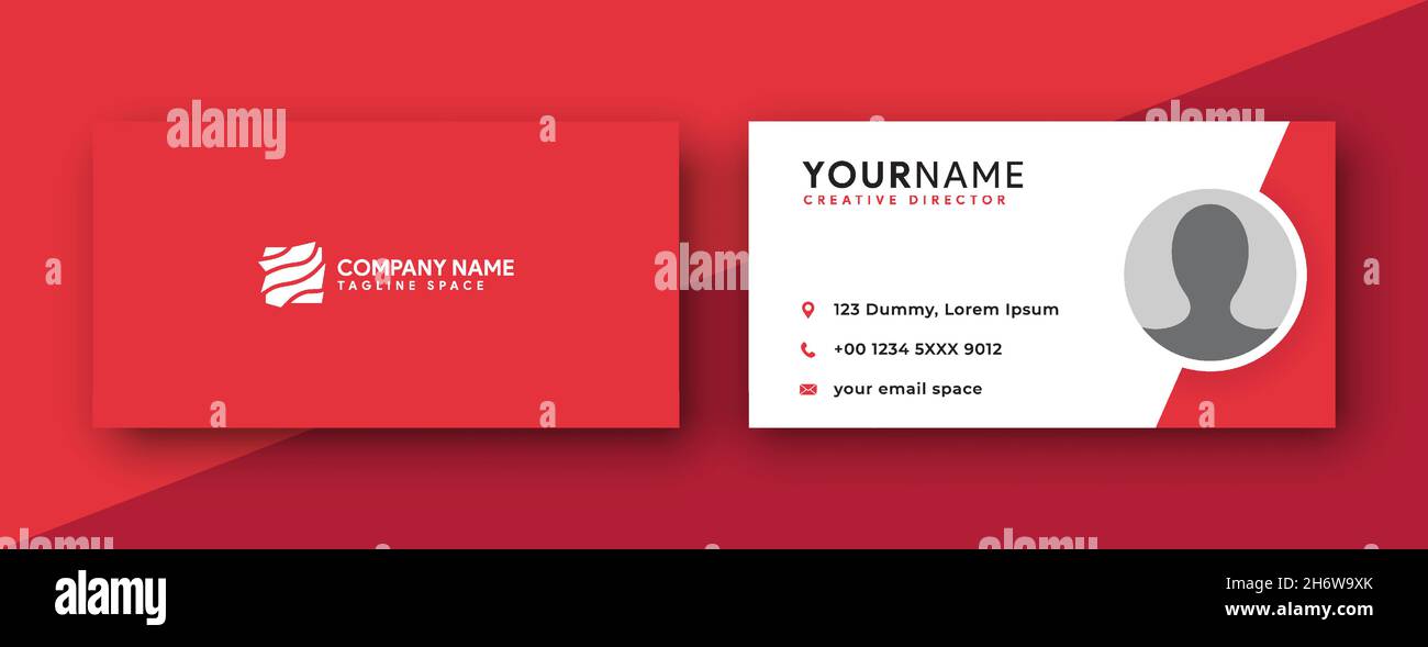 double sided business card design template. red business card design . simple and modern design . vector illustration Stock Vector