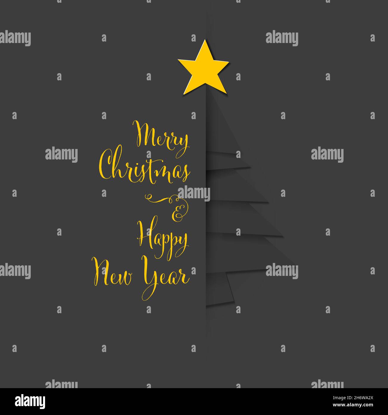 Simple black vector christmas card template with tree made from white ...
