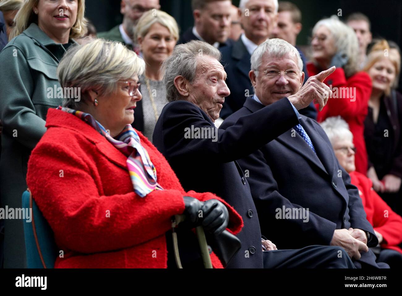 Diana Law Denis Law centre and Sir Alex Ferguson right during