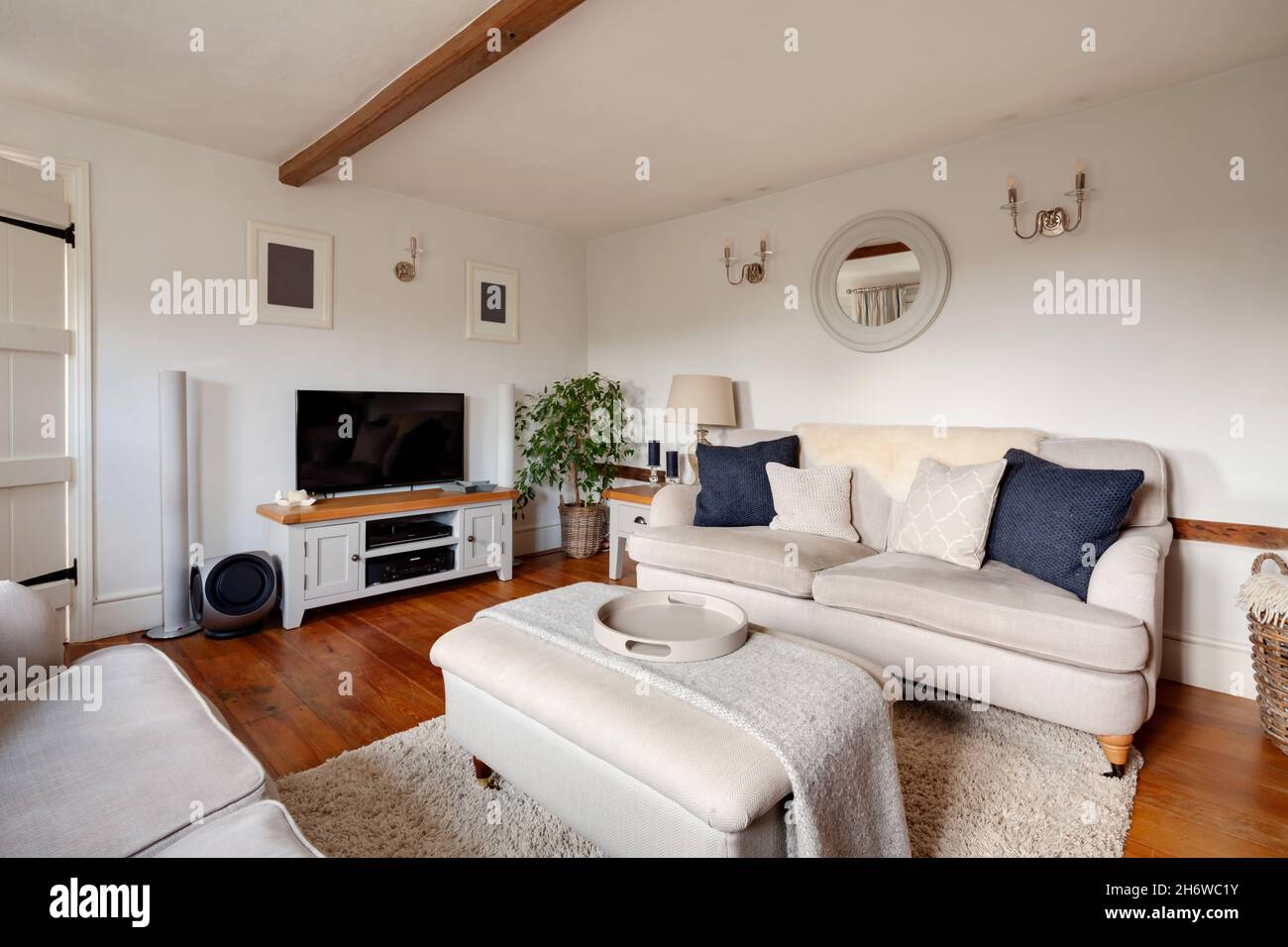 Calford Green, Suffolk, England - January 17 2020: Fully furnished cottage living room Stock Photo