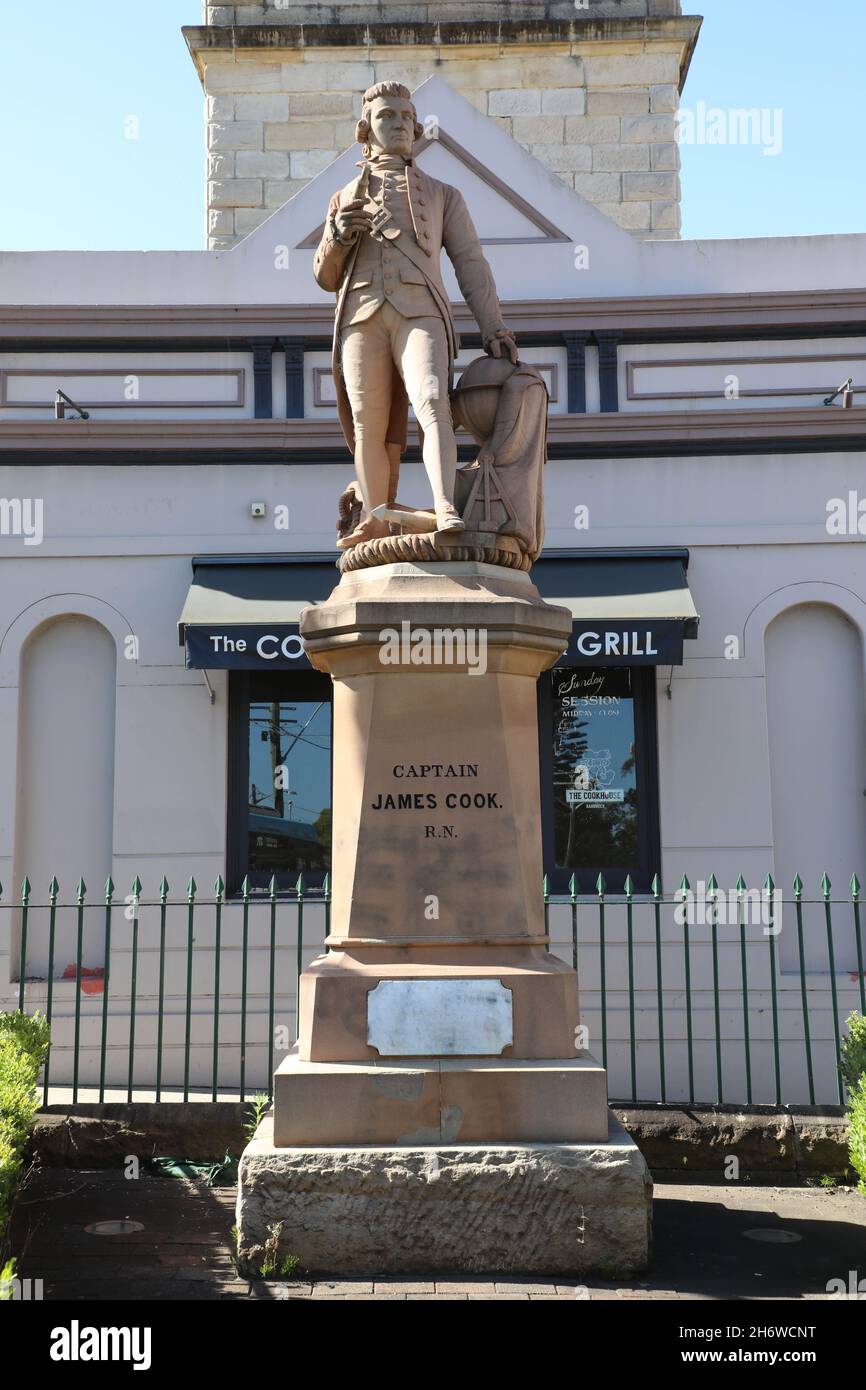 Captain James Cook statue, sculpture in Randwick. Stock Photo