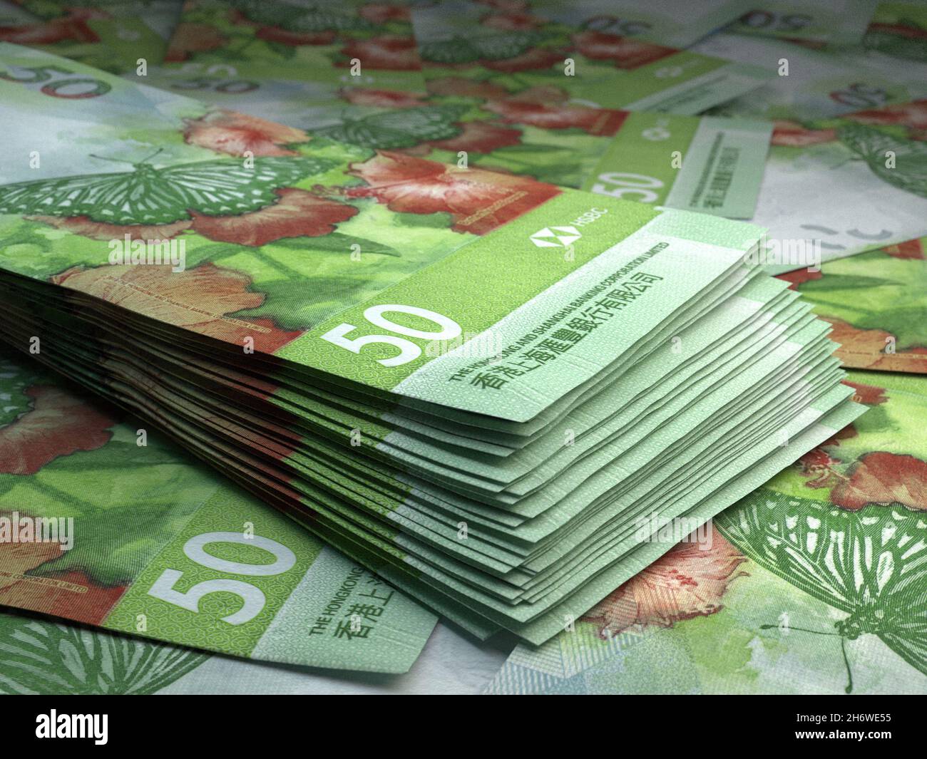 Hong Kong Dollar money pack 3d illustration. 500 HKD banknote bundle  stacks. Concept of finance, cash, economy crisis, business success,  recession, ba Stock Photo - Alamy