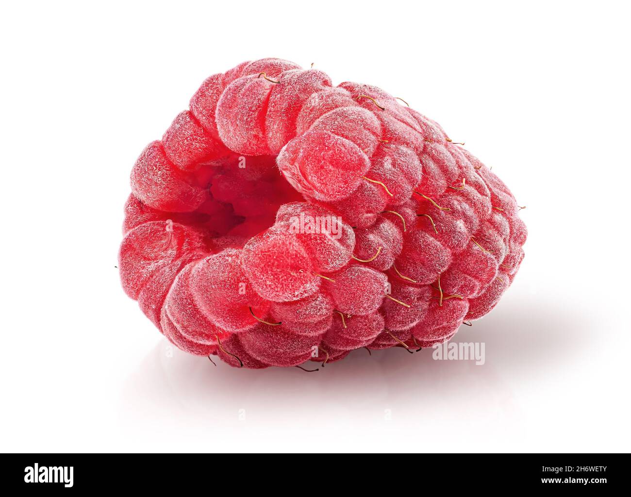 Single raspberry berry isolated on a white Stock Photo