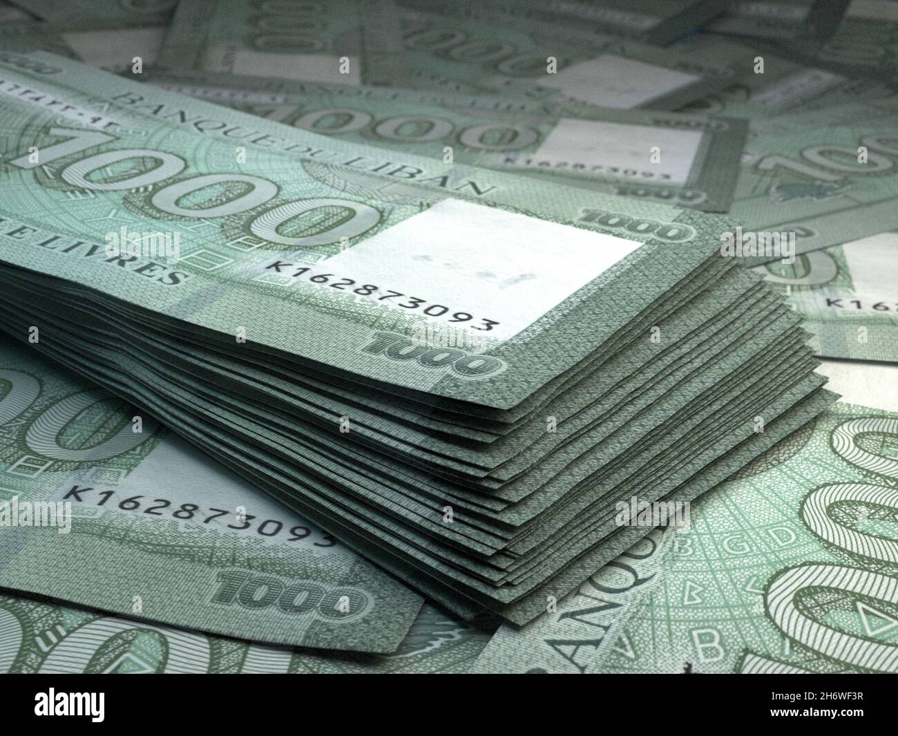 Money of Lebanon. Pound bills. LBP banknotes. 1000 Arabic. Business