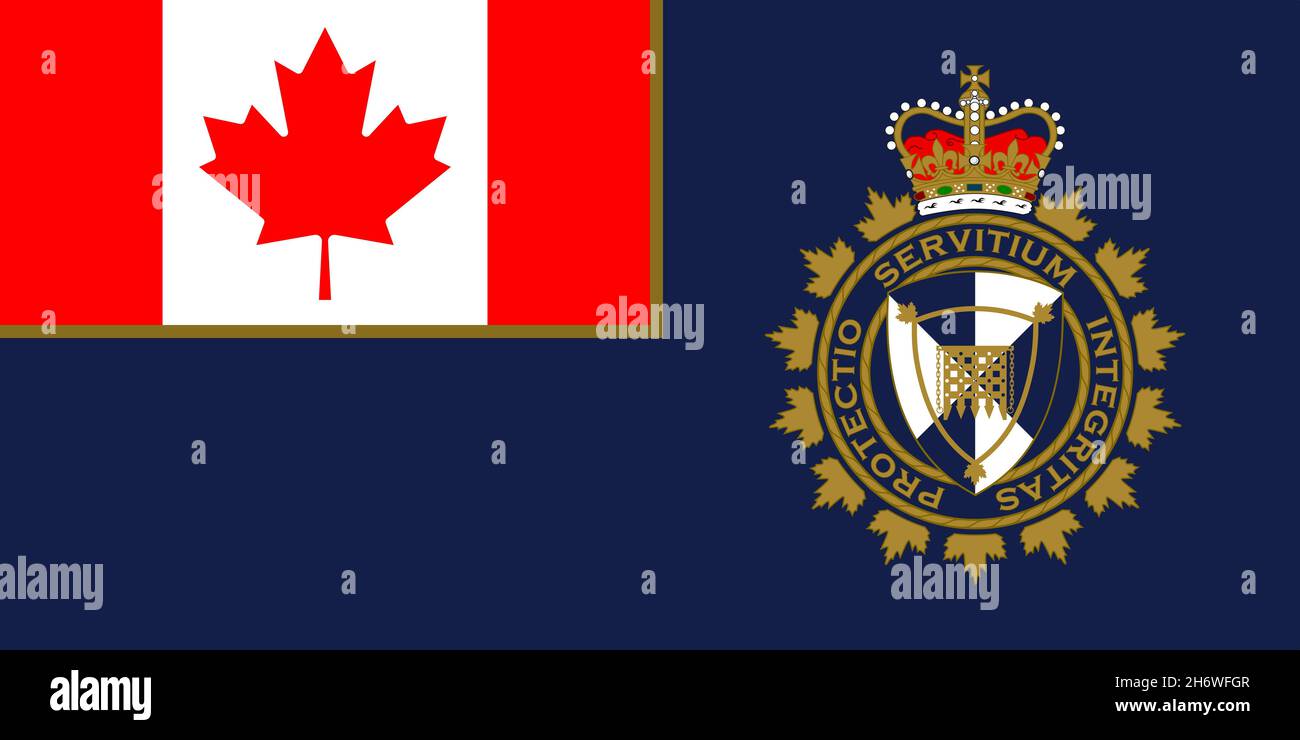 Top view of flag of Canada Border Services Agency, Canada. Canadian
