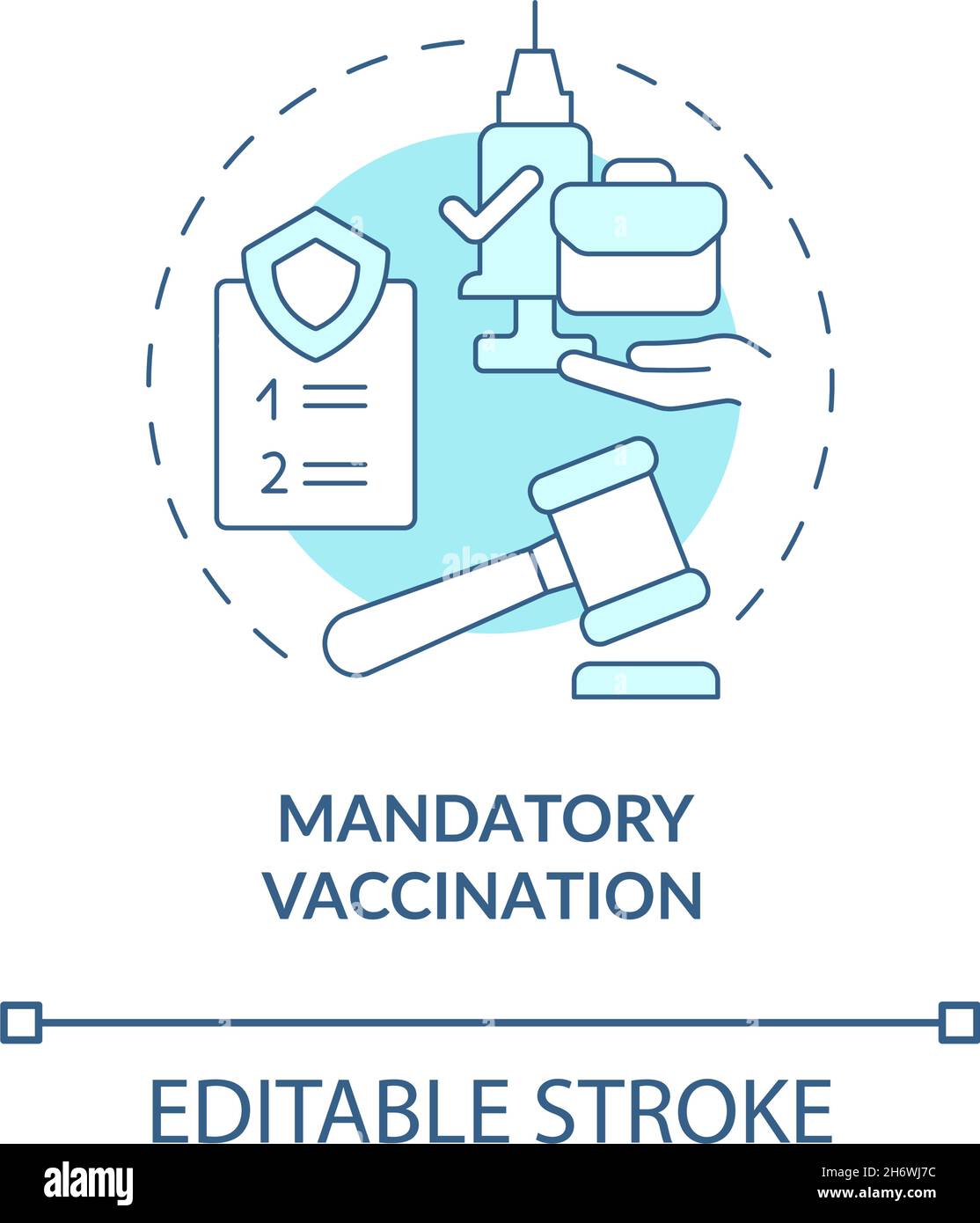 Mandatory vaccination blue concept icon Stock Vector