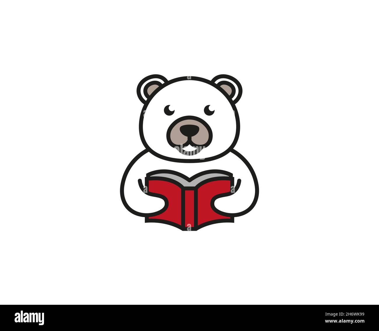 Creative White Bear Reading Book Logo Design Vector Symbol Illustration
