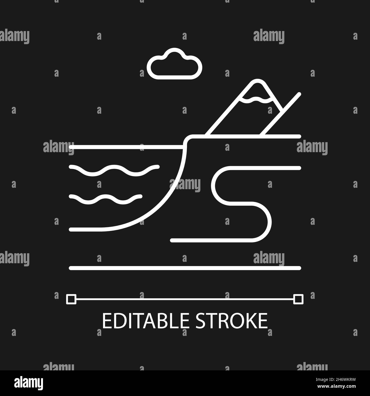 Coastal land white linear icon for dark theme Stock Vector Image & Art ...