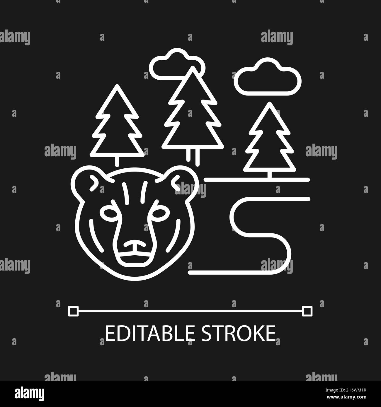 Boreal forest white linear icon for dark theme Stock Vector Image & Art ...