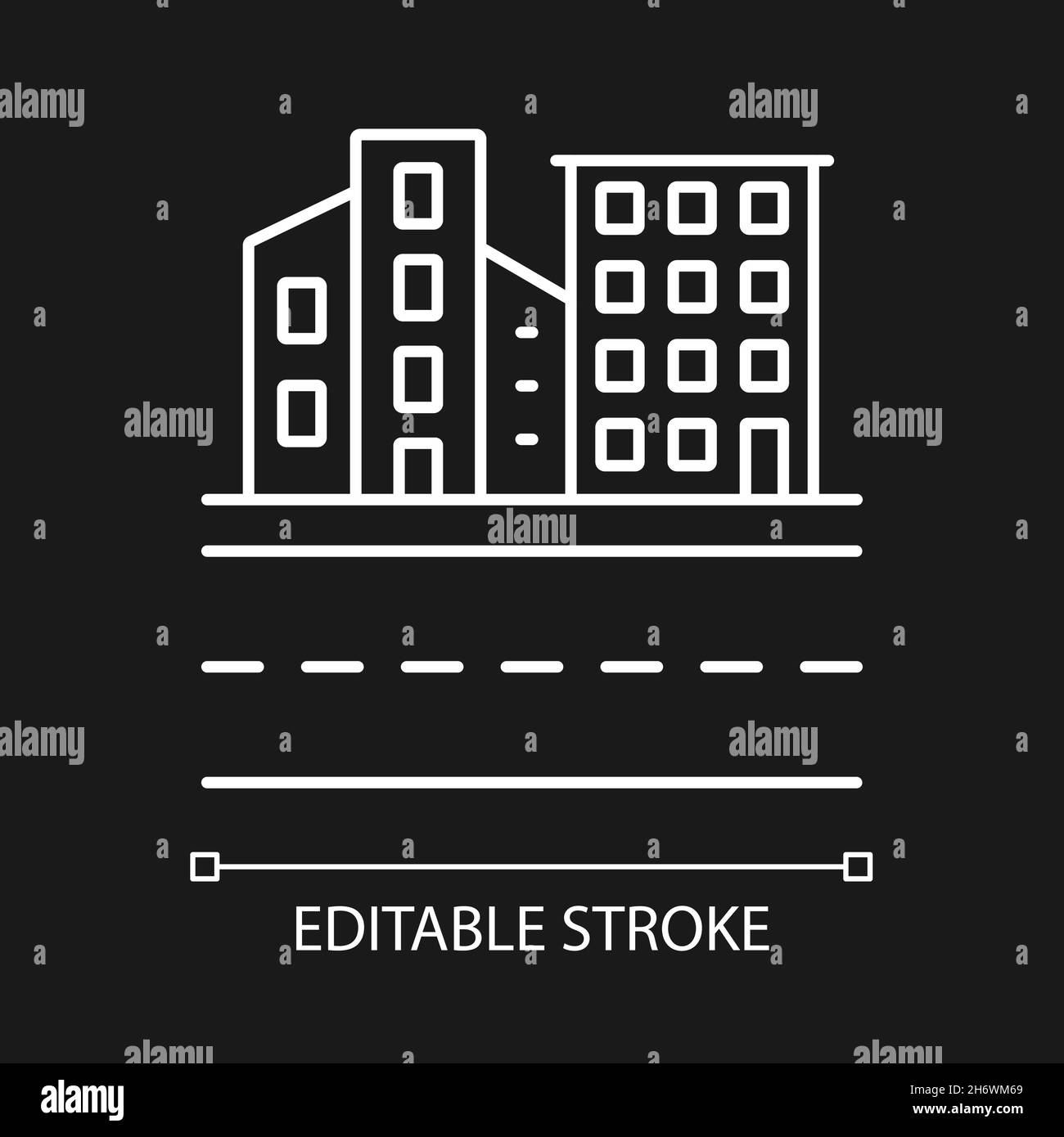 Urban land white linear icon for dark theme Stock Vector Image & Art ...