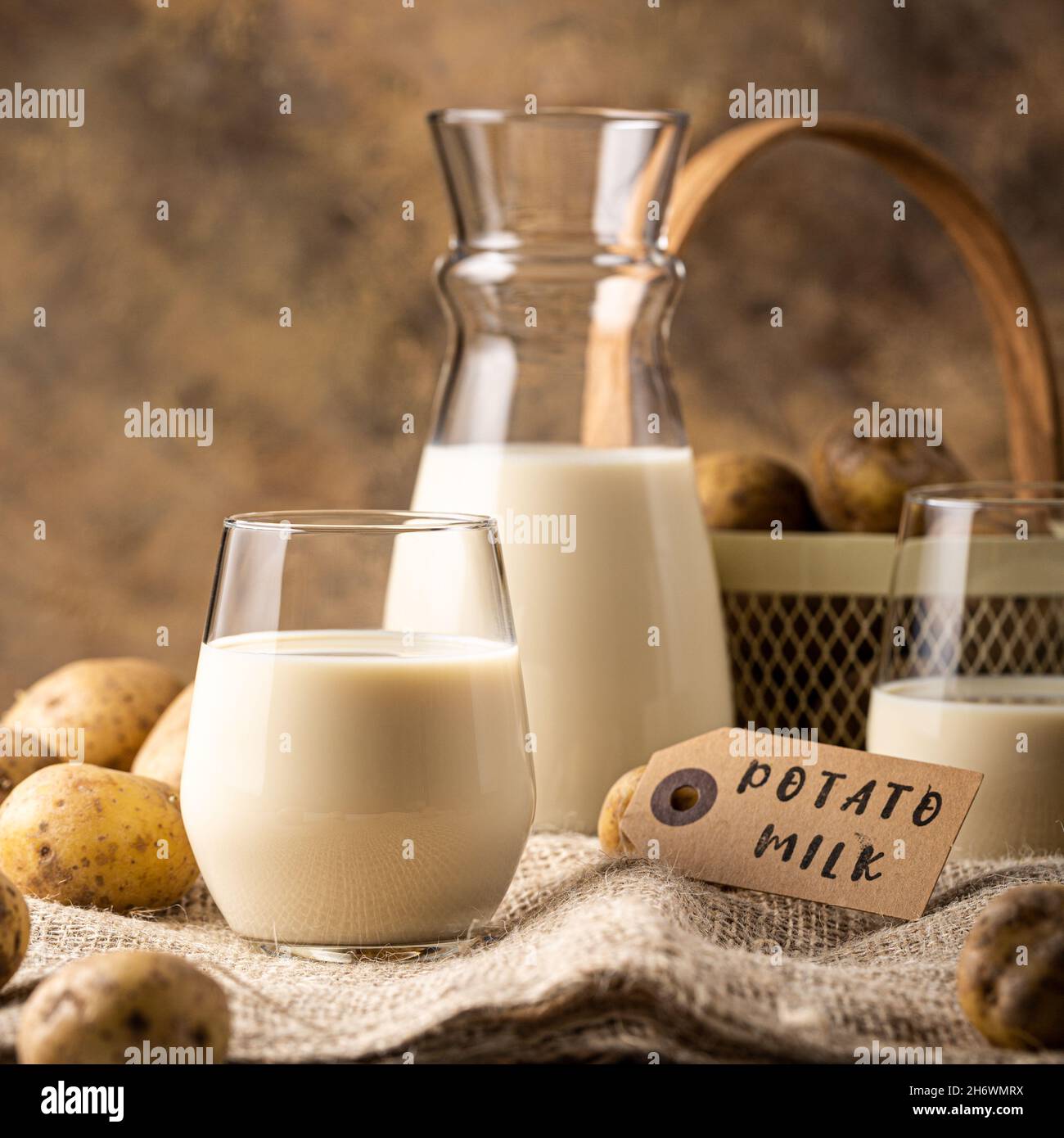 Potato milk alternative drink in glass Stock Photo