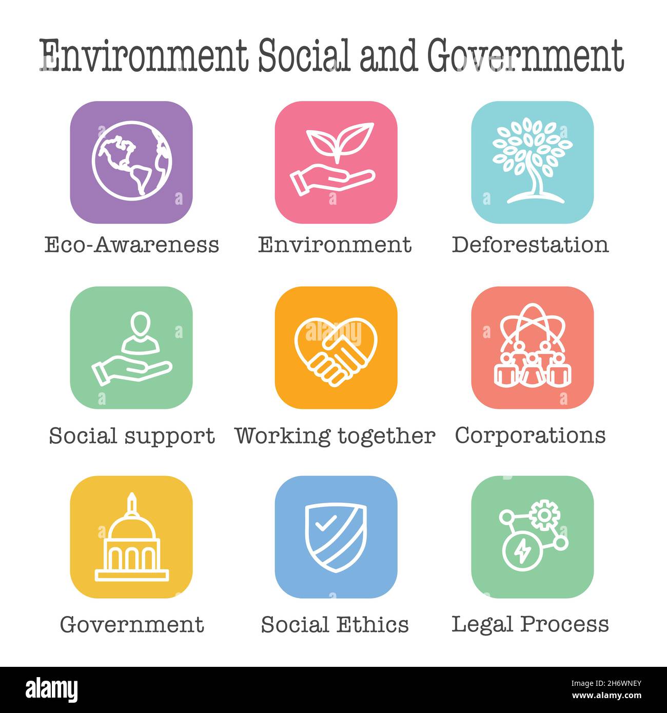 Environment or Environmental and Social Government with Governance Icon Set for ESG Stock Vector