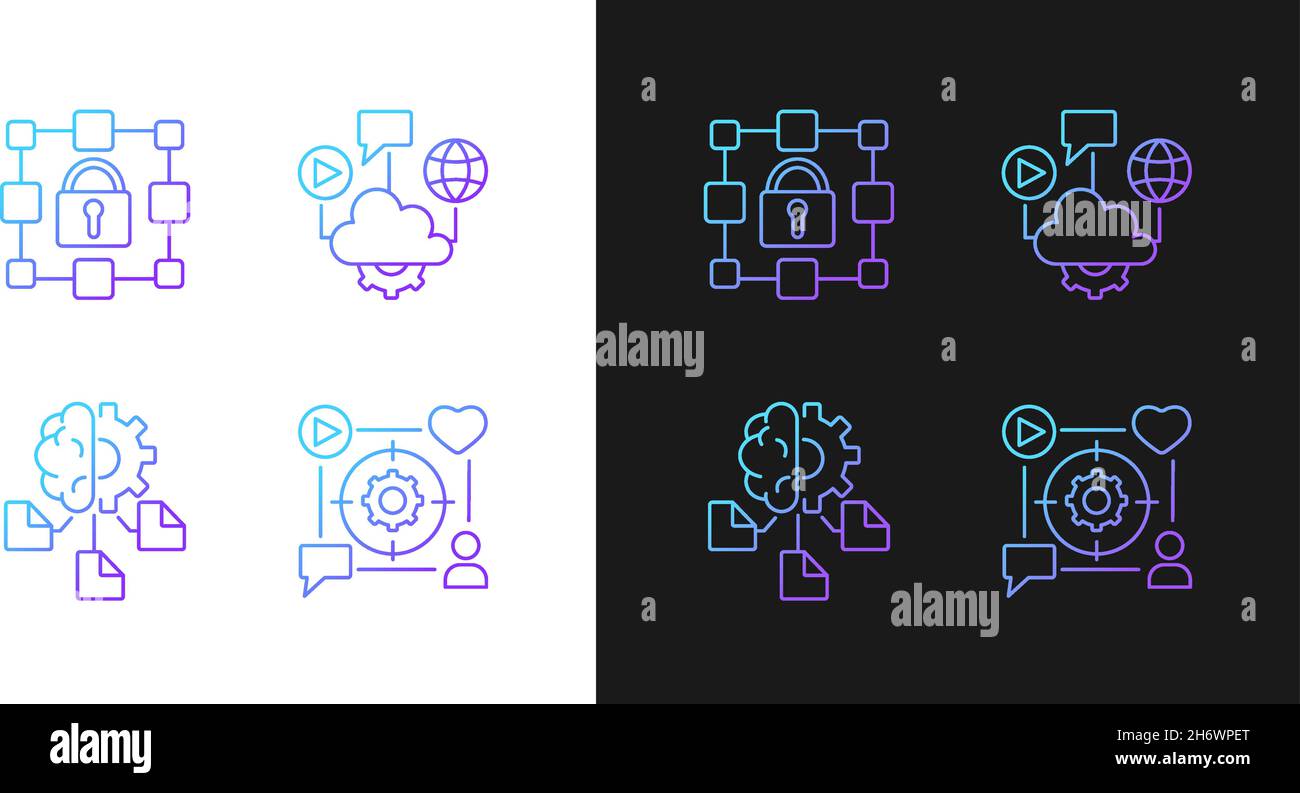 Digital inclusion gradient icons set for dark and light mode Stock Vector