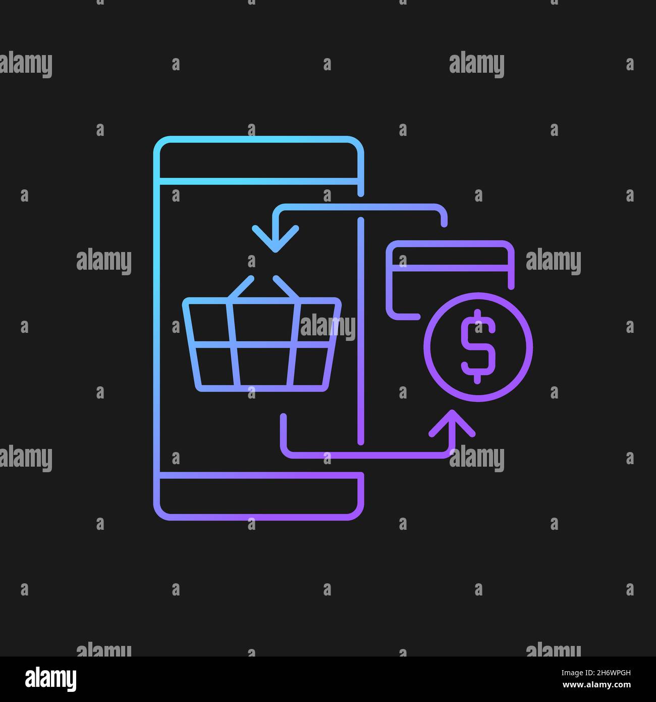Digital transacting gradient vector icon for dark theme Stock Vector