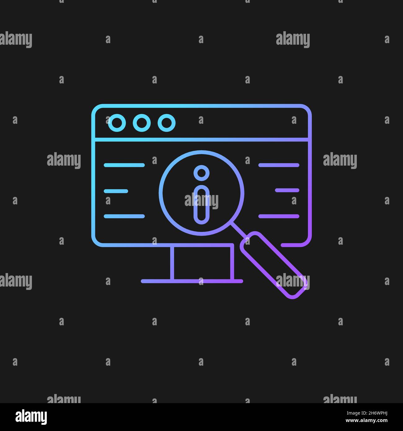 Researching information online gradient vector icon for dark theme Stock Vector