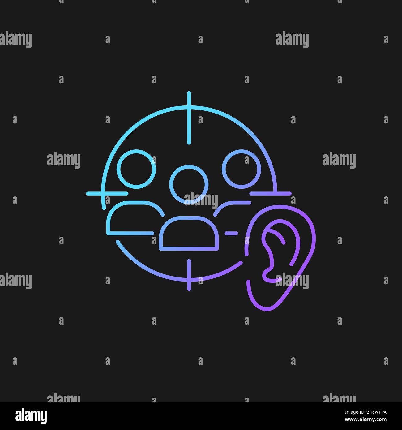 Active listening gradient vector icon for dark theme Stock Vector