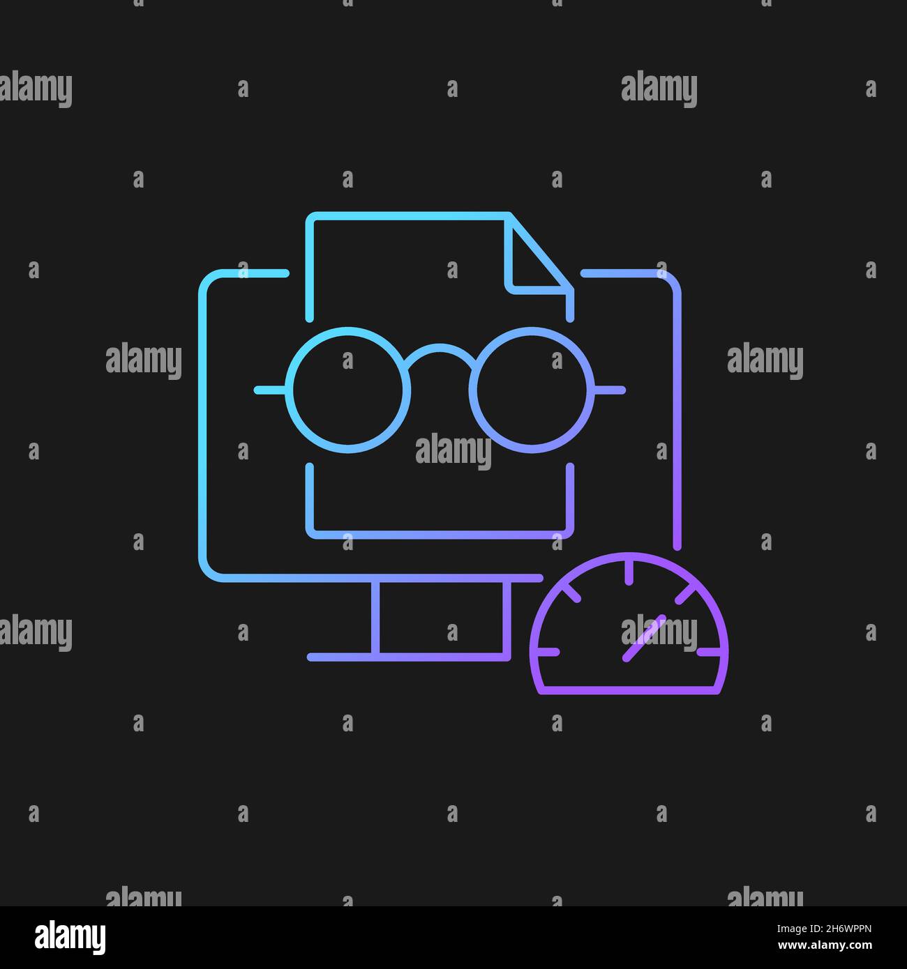 Speed reading gradient vector icon for dark theme Stock Vector