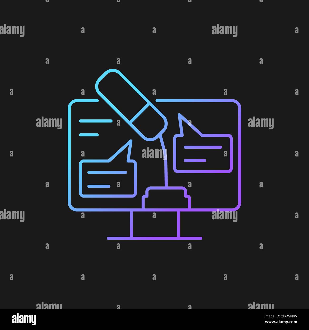Digital oratory gradient vector icon for dark theme Stock Vector