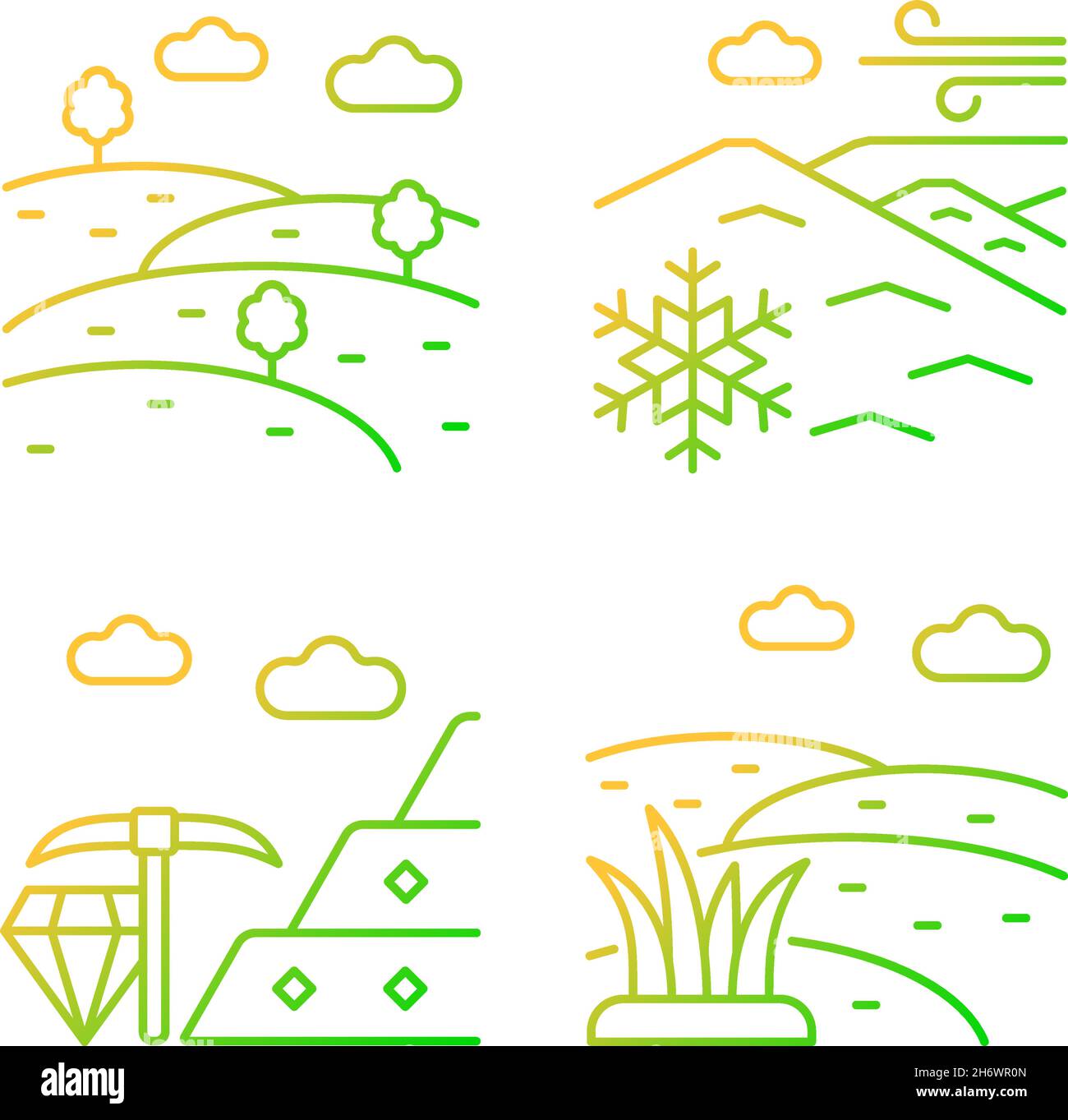 Land diversity gradient linear vector icons set Stock Vector Image ...