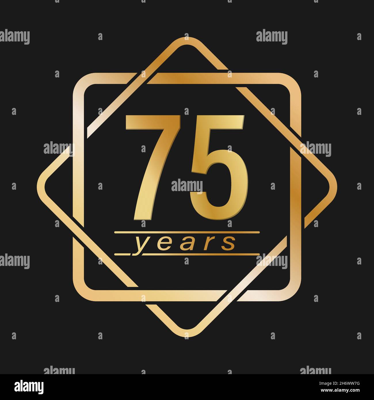 75 years. Stylized gold lettering for congratulations. Flat style Stock ...