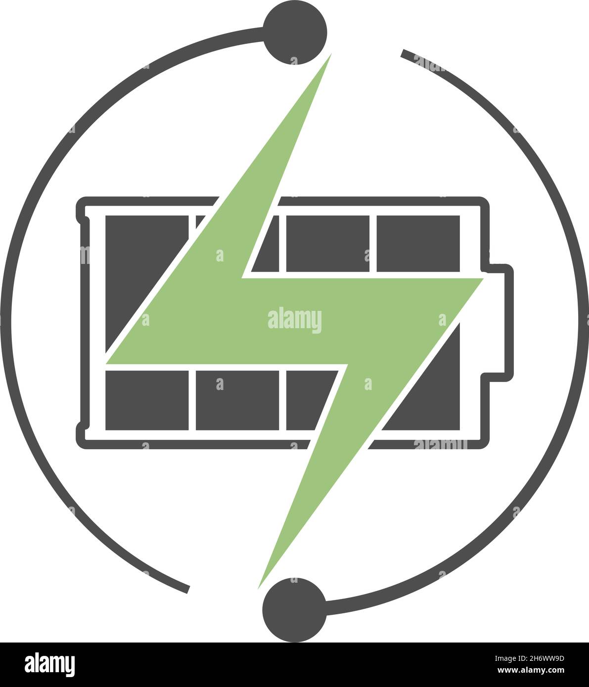 Battery with lightning bolt sign. Fast charging concept. Flat style