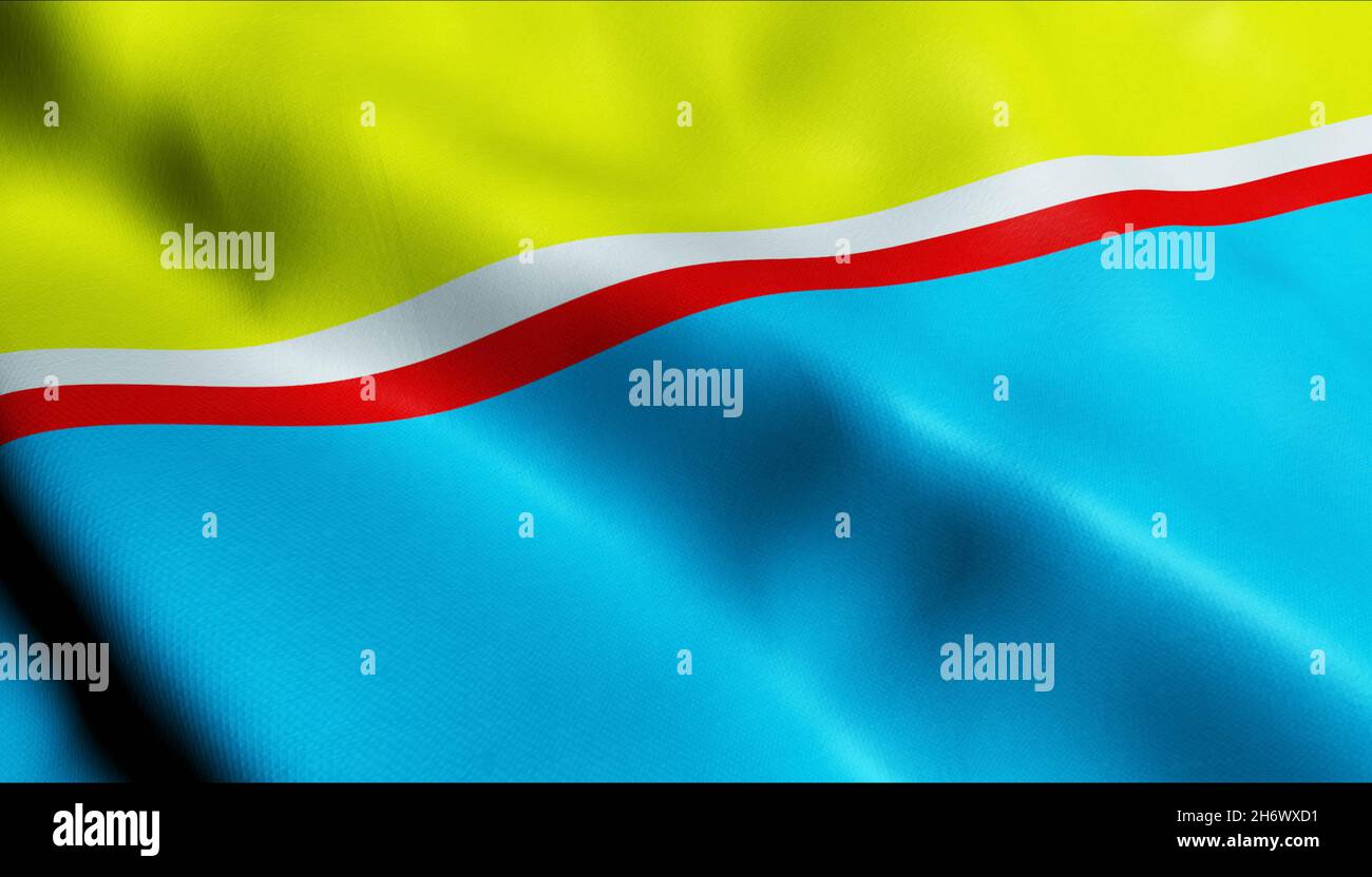 3D Illustration of a waving Poland city flag of Gora Kalwaria Stock Photo