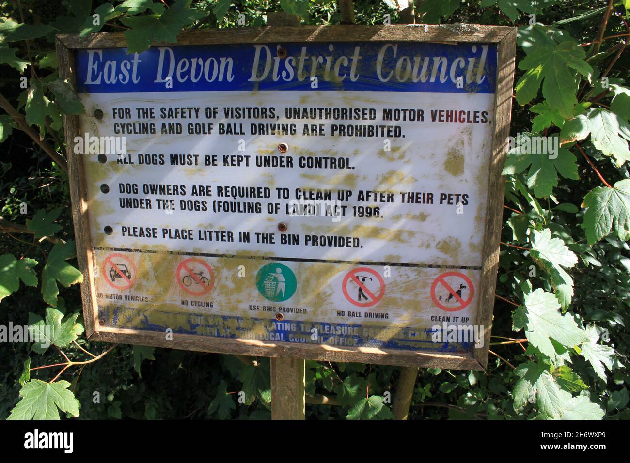 East Devon district council information board. Budleigh Salterton. The