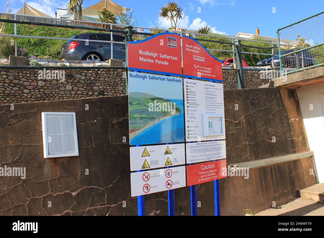 Budleigh Salterton Marine Parade sign. The England south west coast