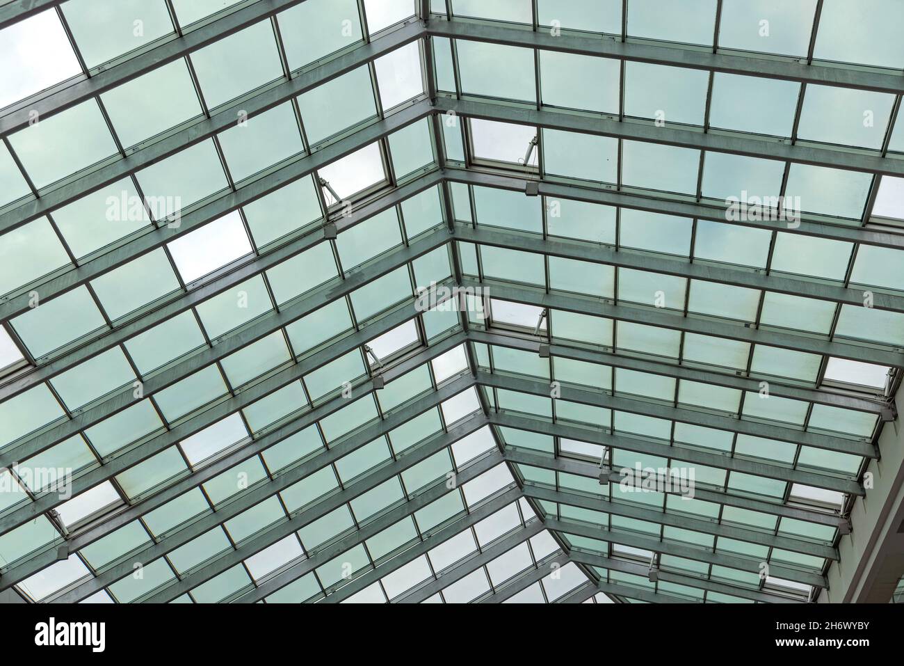 Tinted Green Glass Skylight Windows Roof Ceiling Stock Photo Alamy