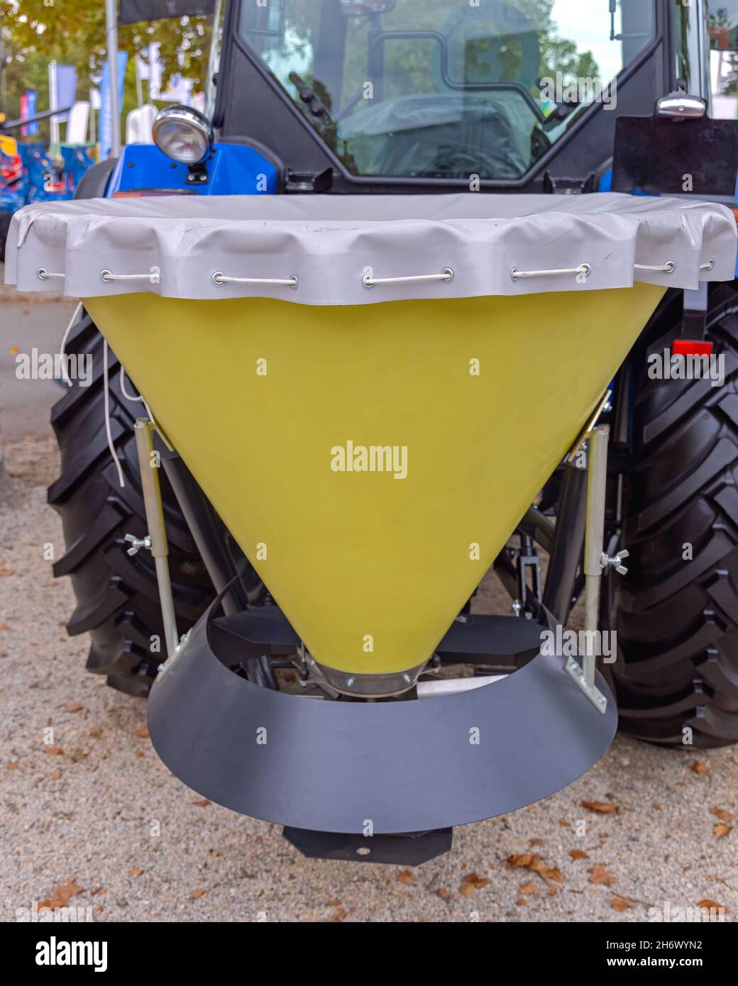Tractor Rotary Spreader Seeder Attachment Farm Equipment Stock Photo