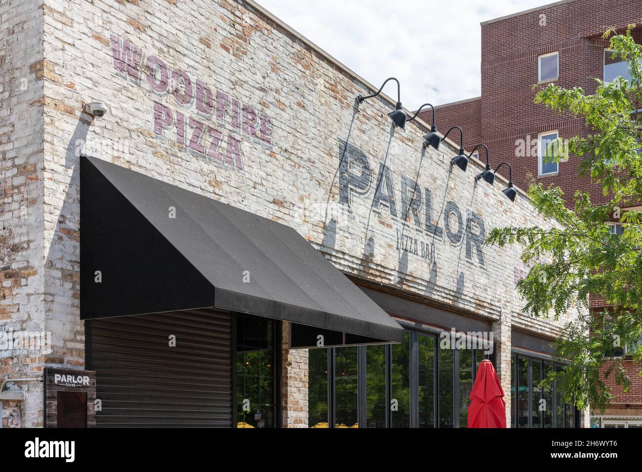 Parlor Pizza Bar is a local restaurant chain in Chicago with unique pizzas, craft beers, and a unique styled atmosphere. Stock Photo