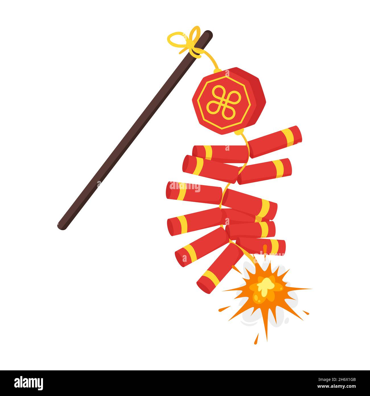 Cartoon style icon of traditional Chinese firecrackers Stock Vector