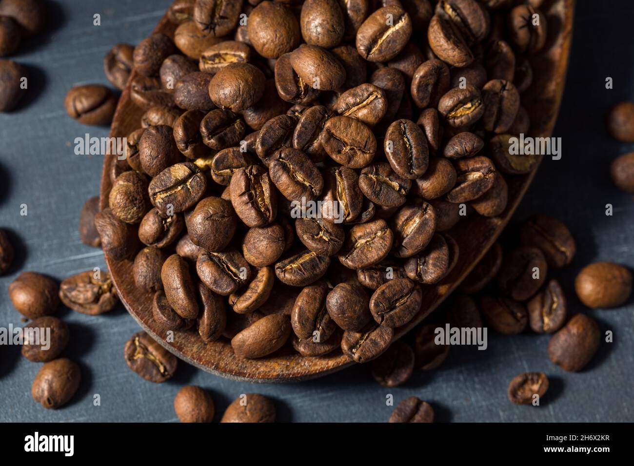 Raw Organic Roasted Espresso Coffee Beans in a Bowl Stock Photo
