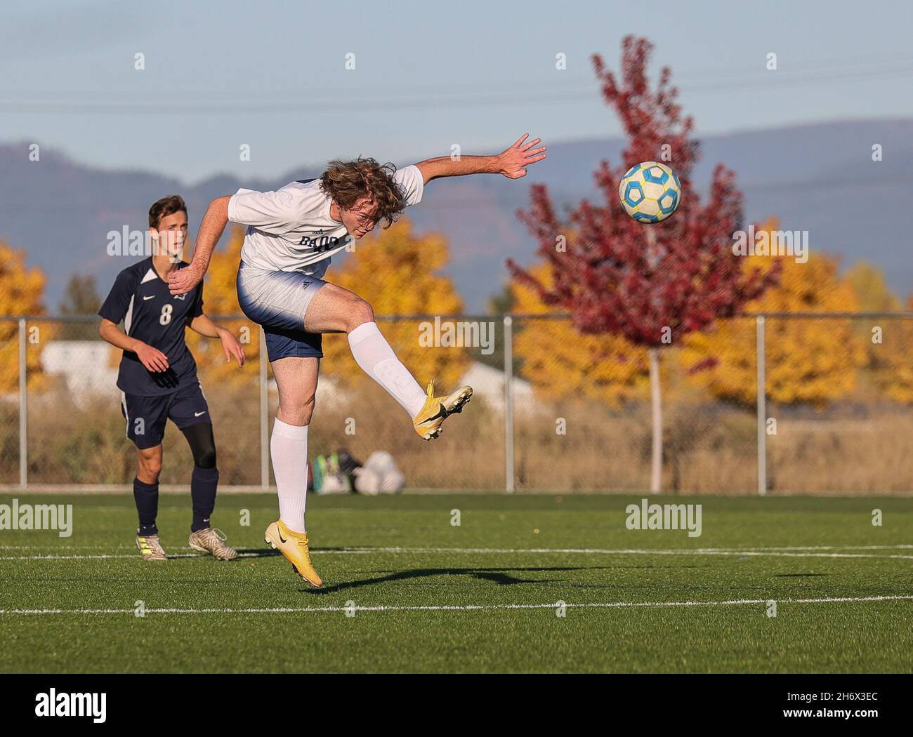 Soccer action with Bonners Ferry vs CDA Charter High School in Post