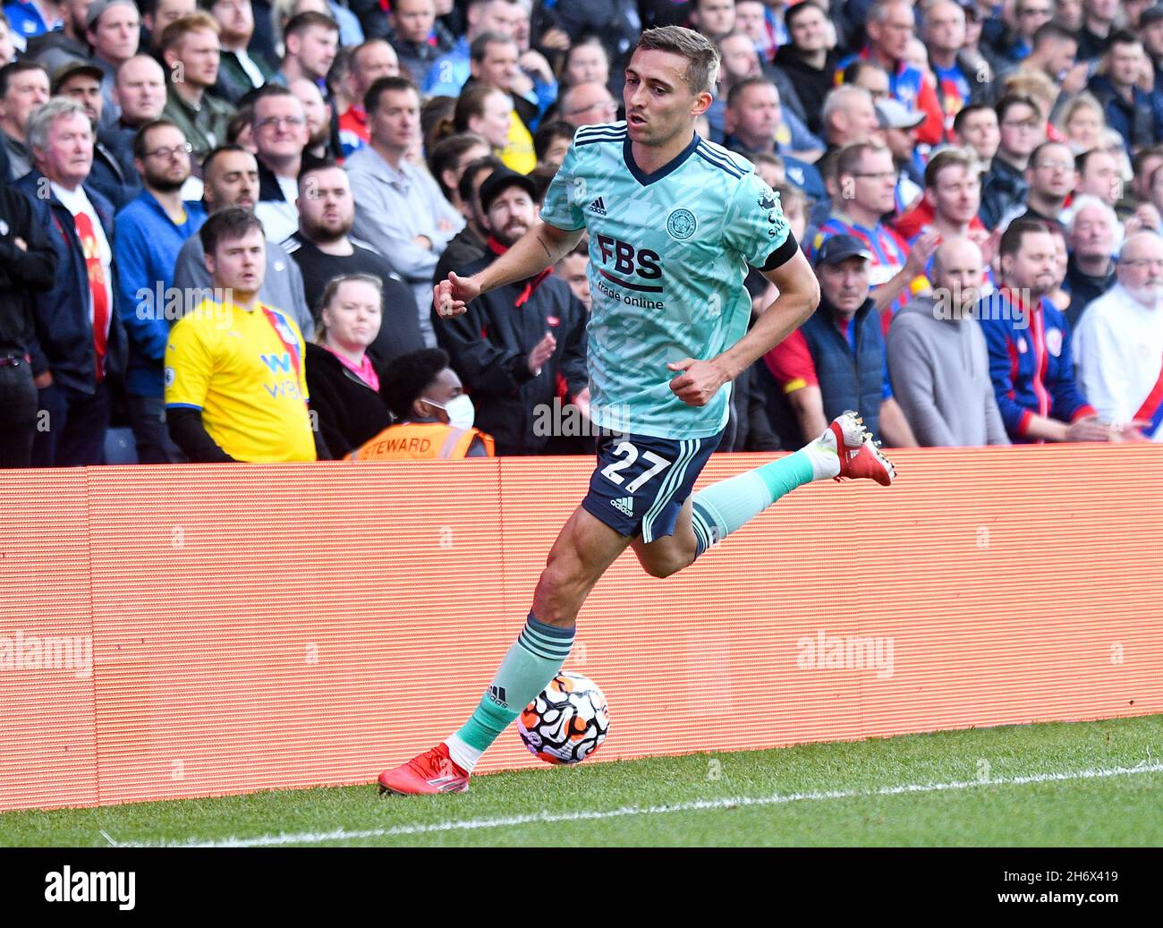 LONDON, ENGLAND - OCTOBER 3, 2021: Timothy Castagne of Leicester pictured during the 2021-22 Premier League matchweek 7 game between Crystal Palace FC and Leicester CIty FC at Selhurst Park. Copyright: Cosmin Iftode/Picstaff Stock Photo
