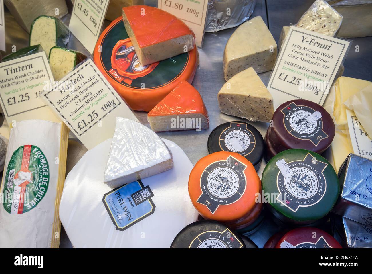 Welsh cheese on sale, UK Stock Photo Alamy