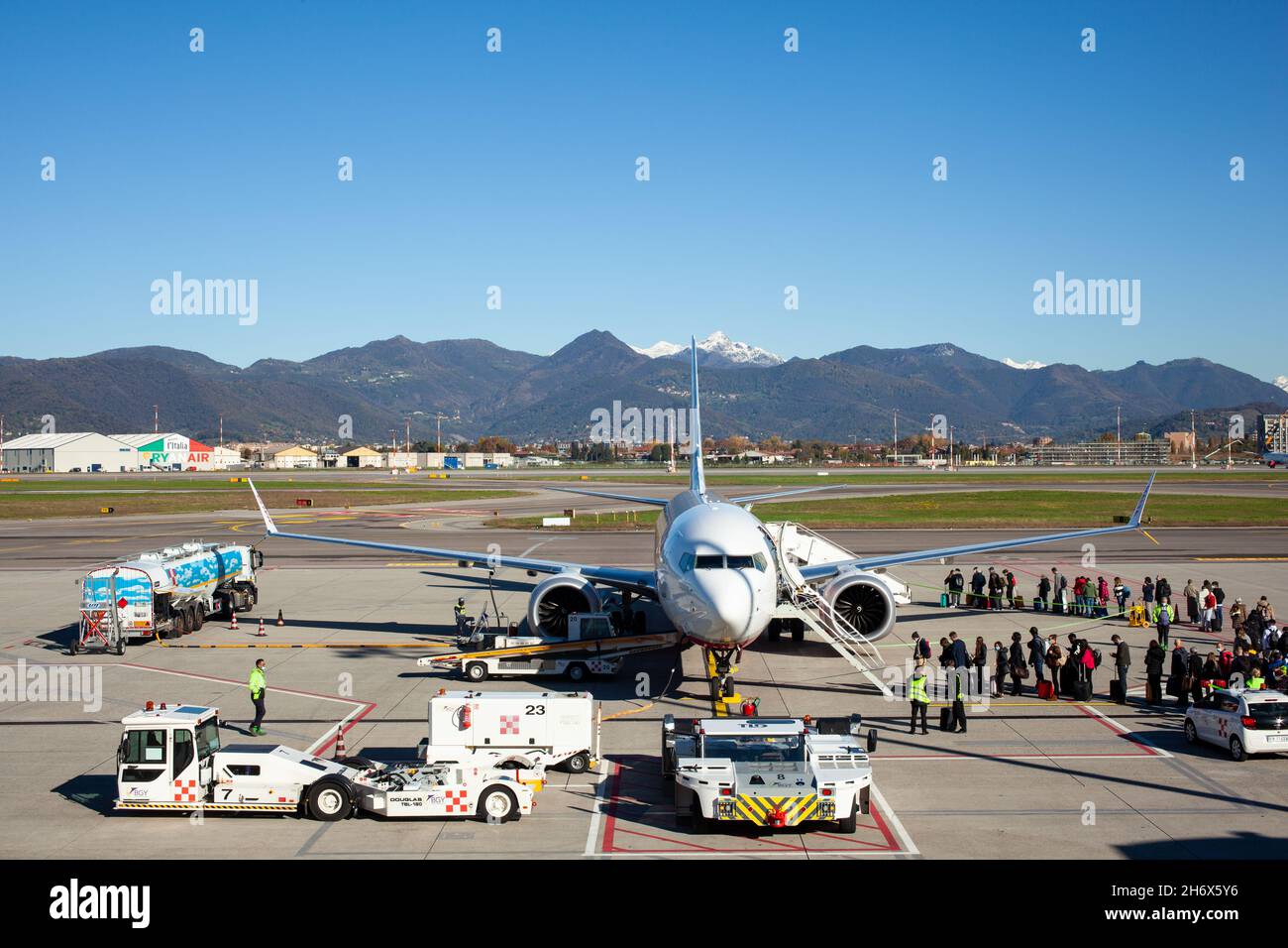 Bergamo Airport, Italy November, 05 People walking towards the