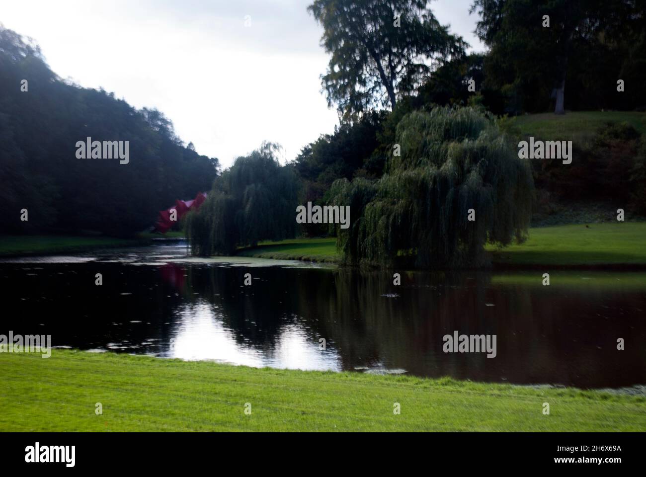 River Skell at sunset, Studley Royal Park, Fountains Abbey, Aldfield ...