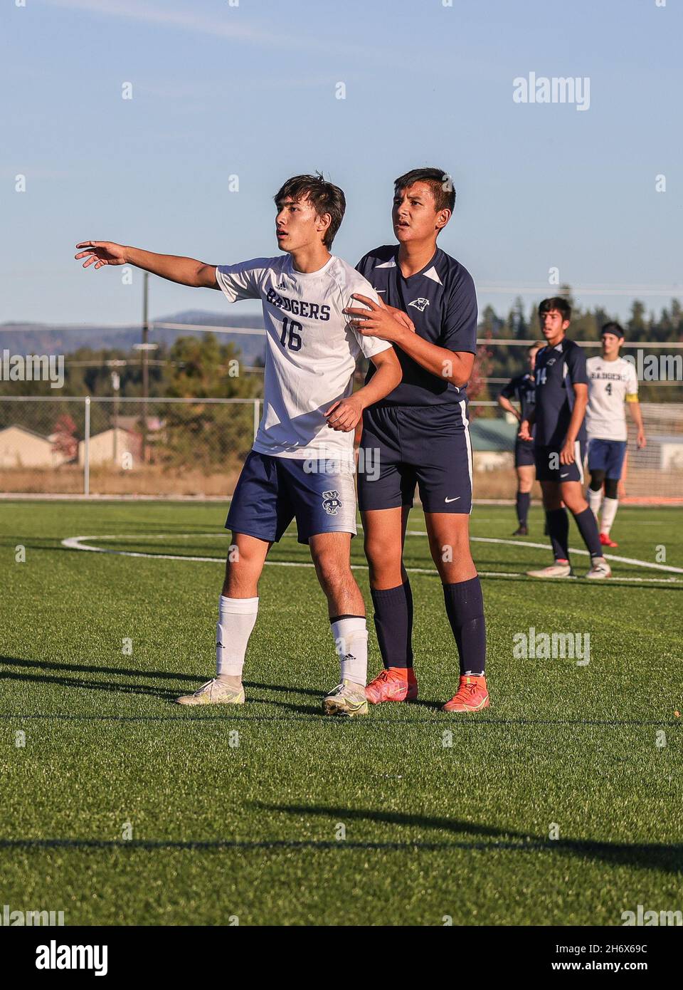 Soccer action with Bonners Ferry vs CDA Charter High School in Post