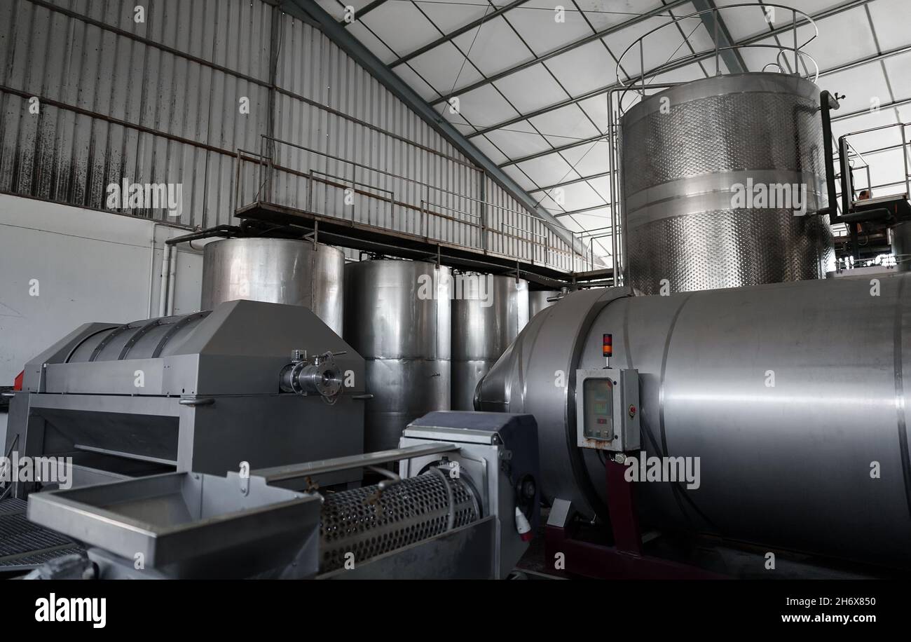 Modern wine factory interior with reservoirs Stock Photo Alamy