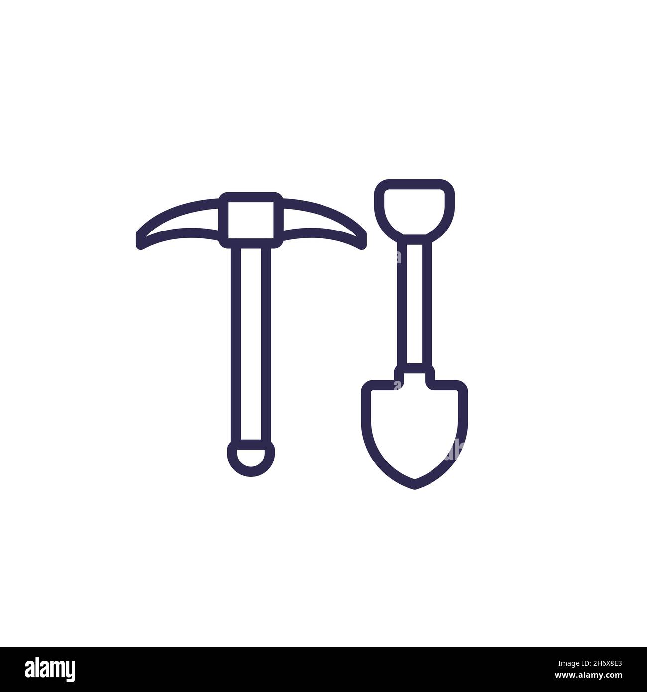 pick axe and a shovel line icon Stock Vector