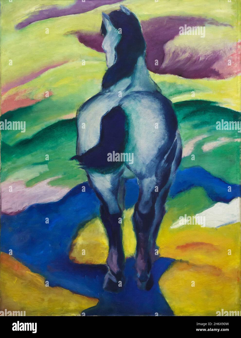 Painting 'Blue Horse II' by German expressionist painter Franz Marc (1911) on display in the Albertina Museum in Vienna, Austria. Stock Photo