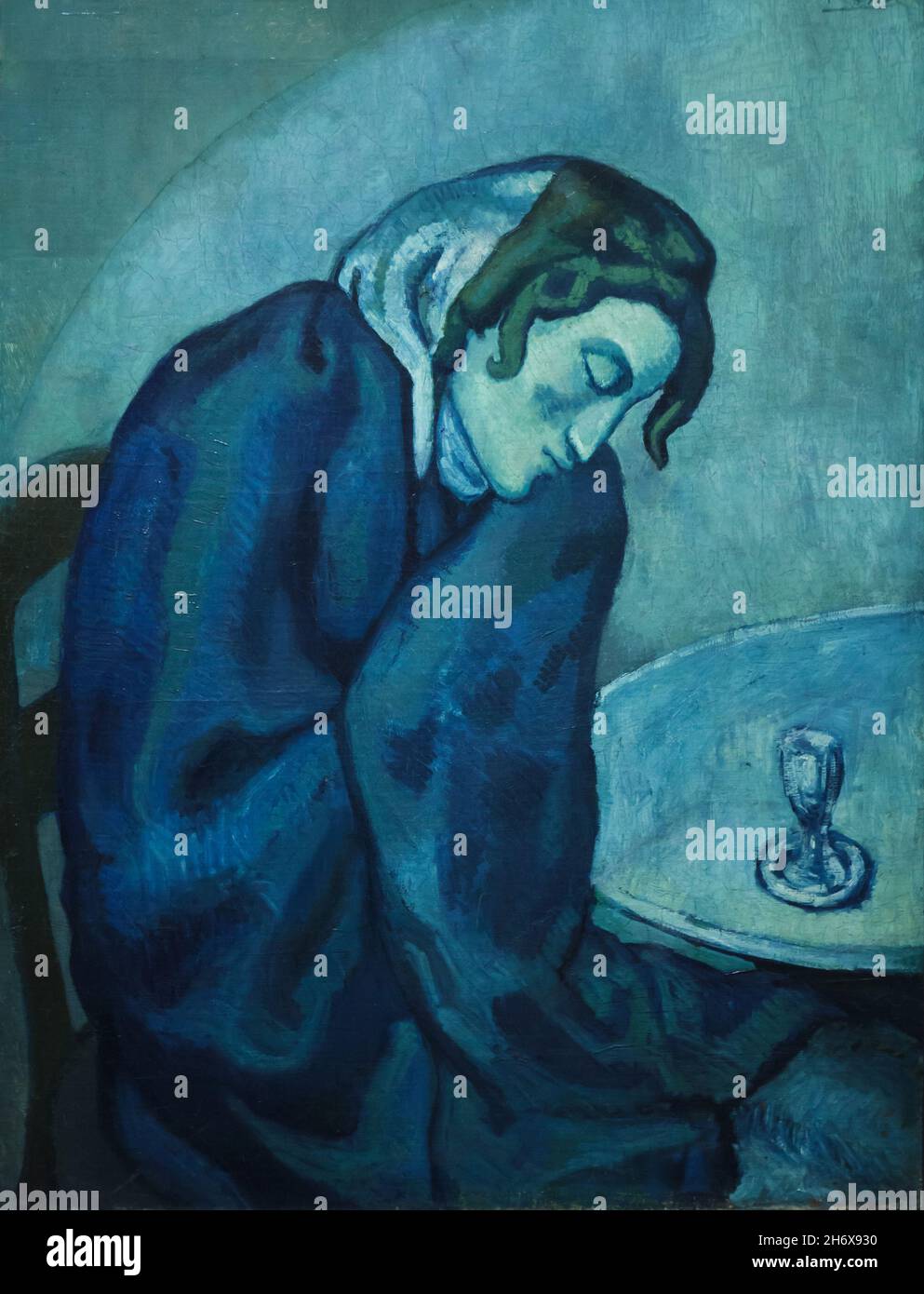 Painting 'Sleeping Drinker' by Pablo Picasso (1902) on display in the Museum of Fine Arts (Kunstmuseum Bern) in Bern, Switzerland. Stock Photo
