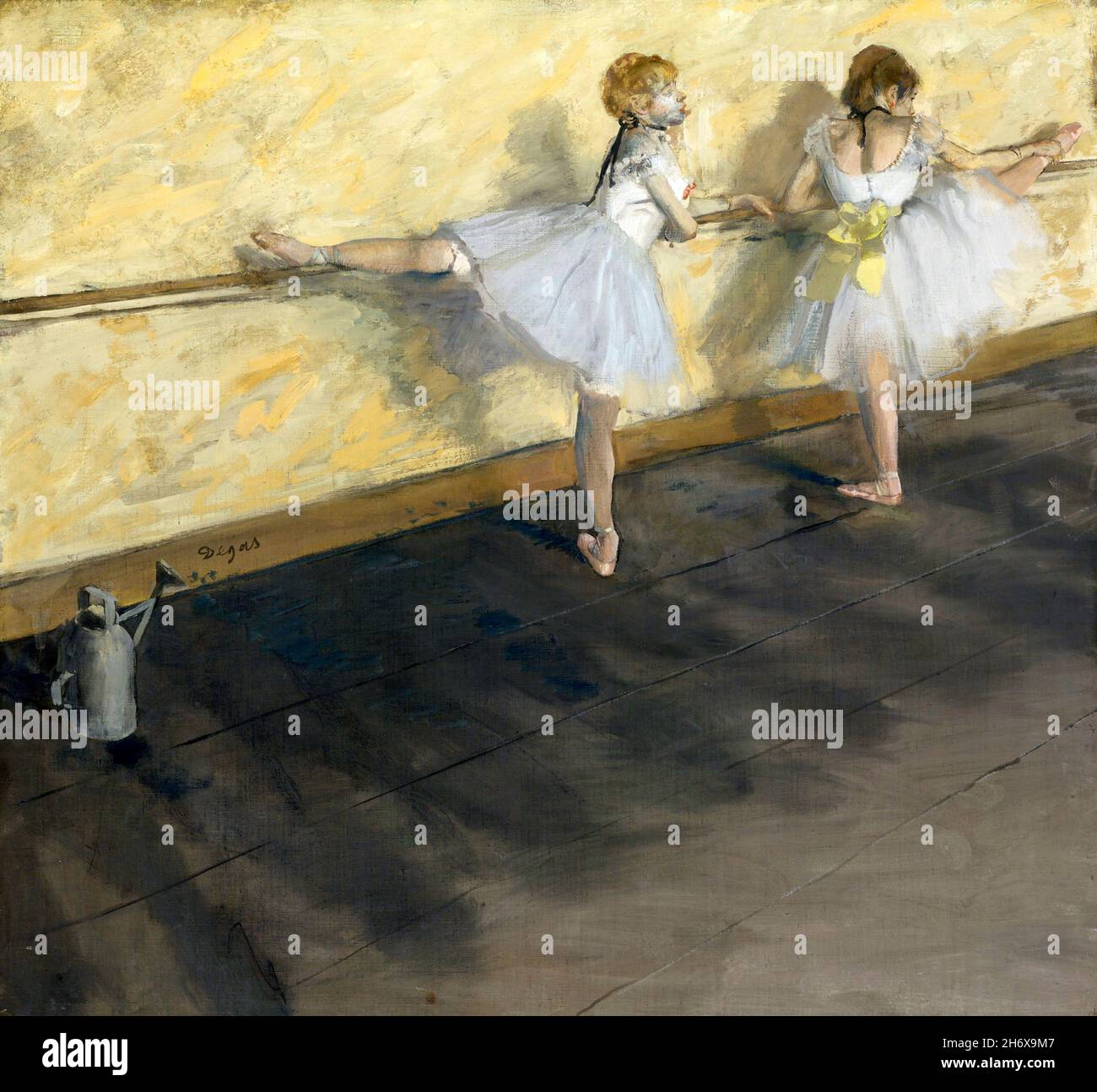 Degas. Painting entitled 'Dancers Practicing at the Barre' by Edgar Degas (1834-1917), oil on canvas, 1877 Stock Photo